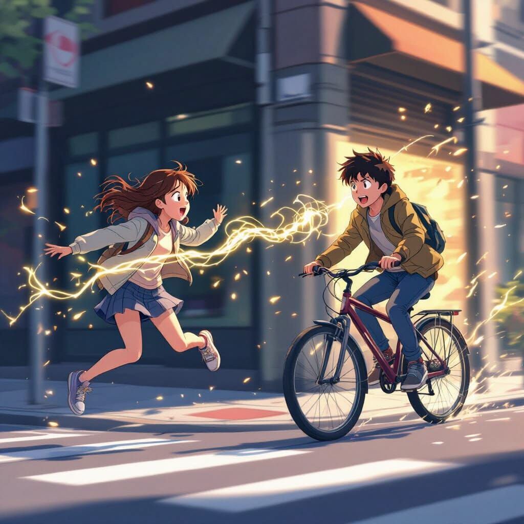 Teenage Cyclist Nearly Hits Girl on City Corner