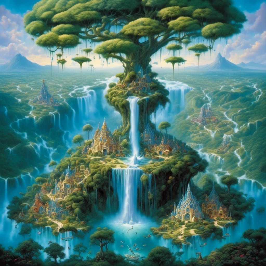 Utopian Flying Tree Island Dreamscape