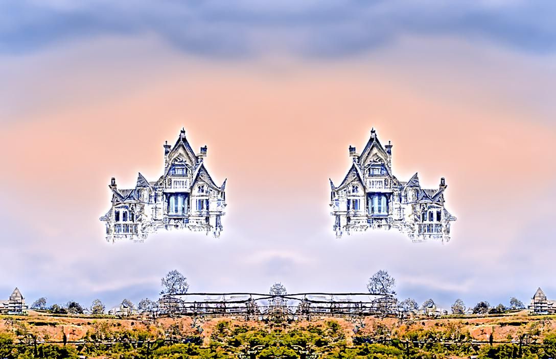 Cosmic Gothic House Illustration in Mixed Media