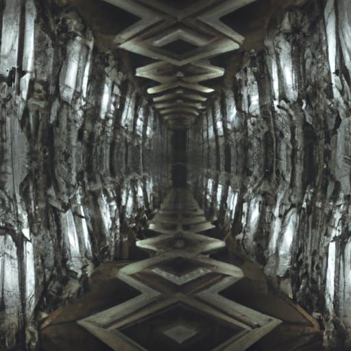 Surreal Room of Mirrors Reflecting Horror