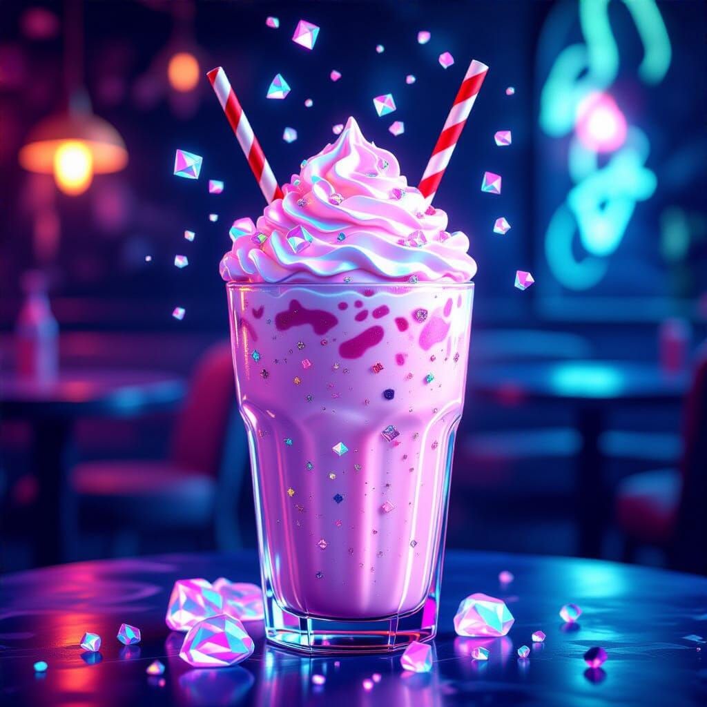 Magical Swirling Potion Milkshake with Crystal Particles
