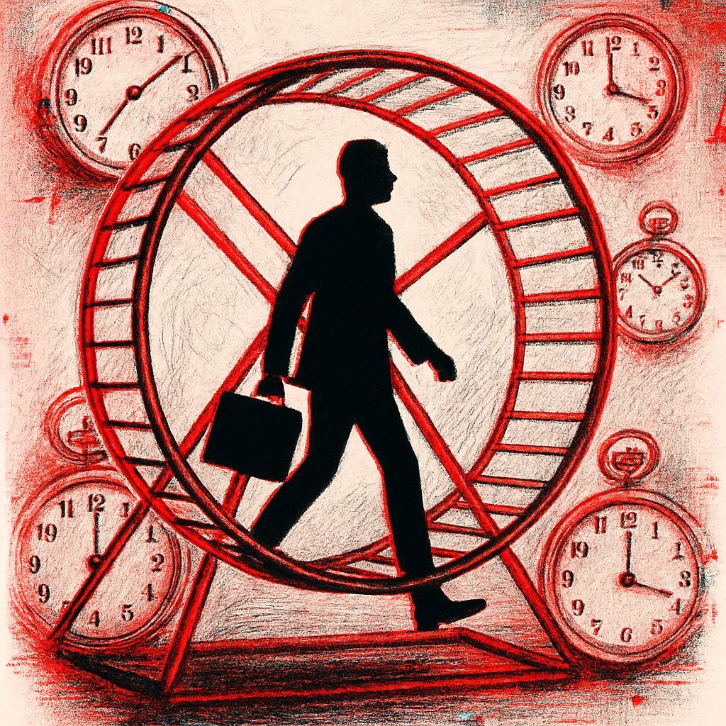 Man in Hamster Wheel: Glitch Pop Art Concept