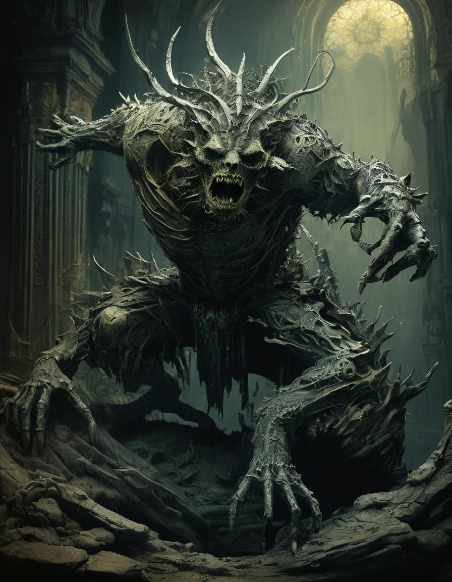 Gothic Horror Landscape in the Style of Doré