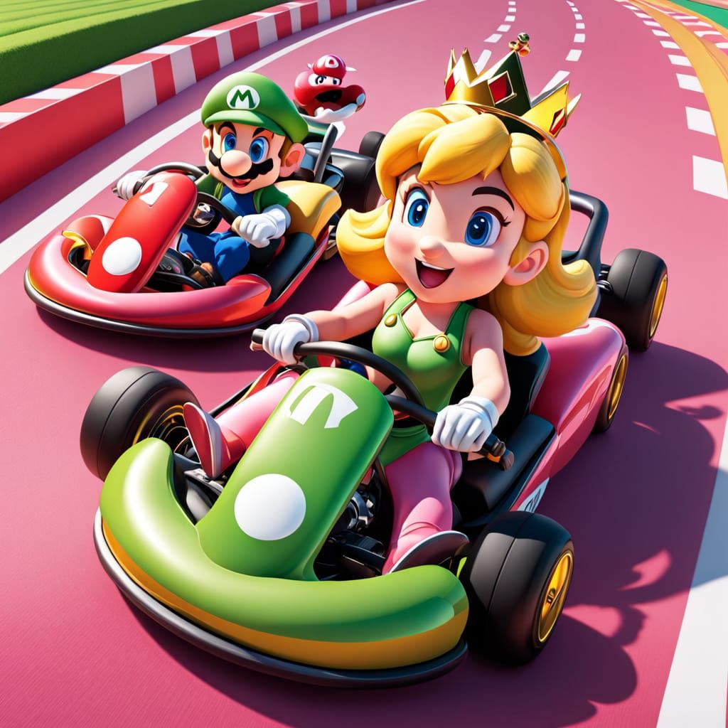 Mario and Friends Speed Across a Vibrant Go-Kart Track