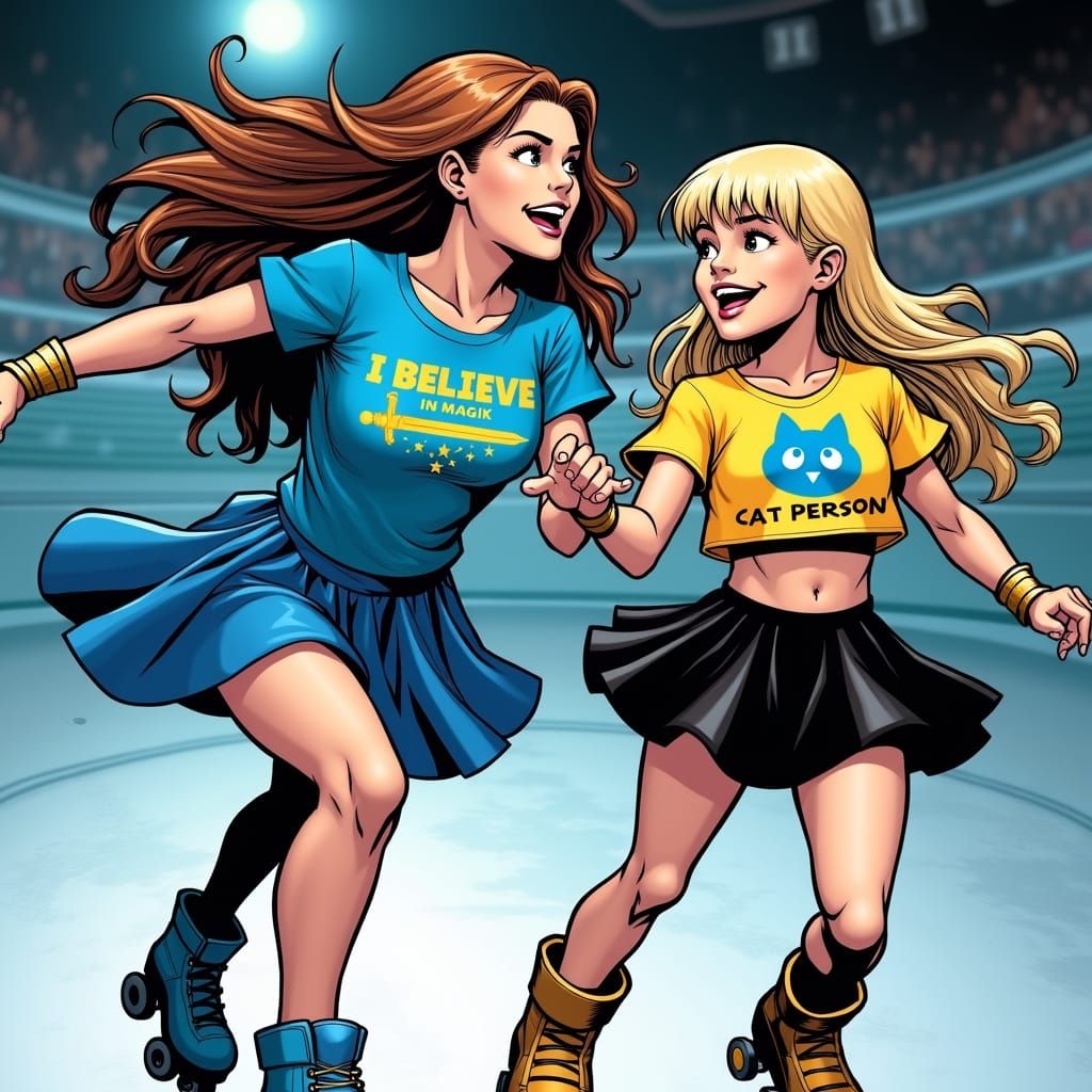 Comic Book Art of Kitty Pryde and Illyana Rasputin Rollerska...