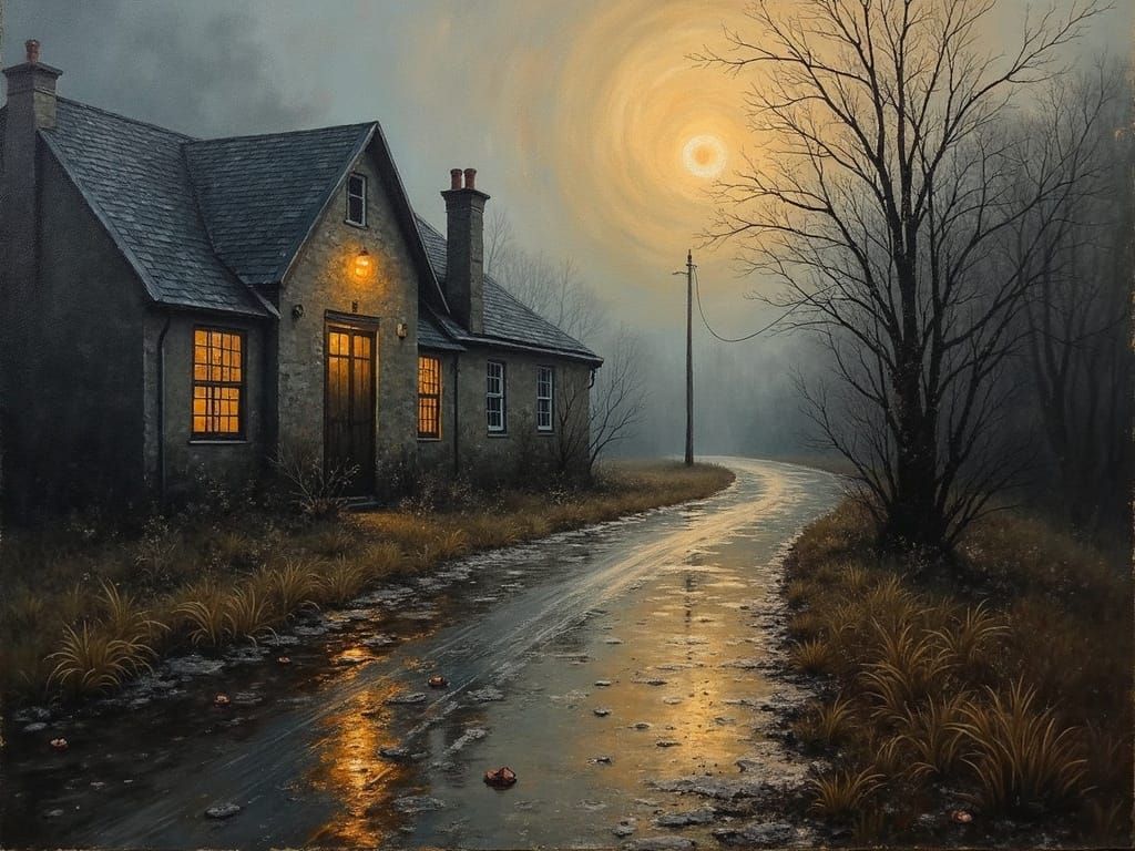 Oil Painting of a Mind Filled with Rainy Days