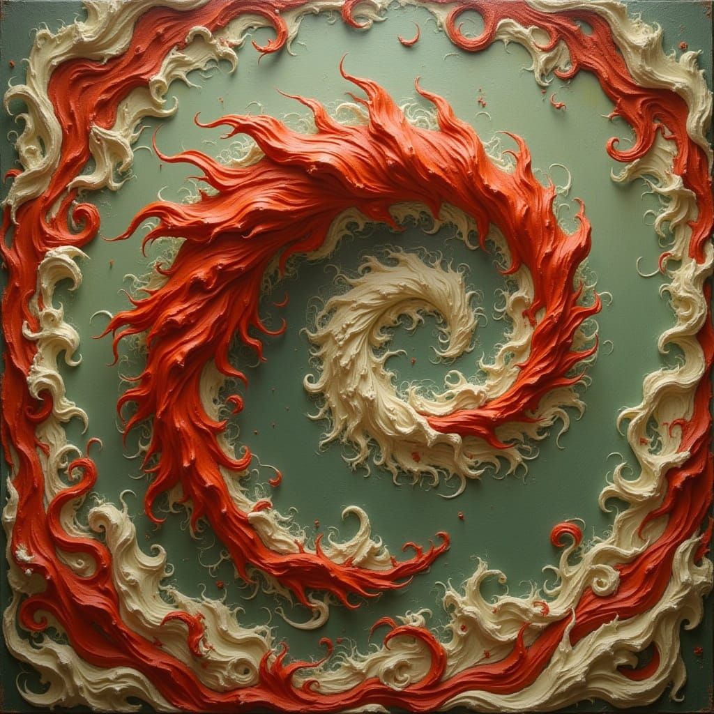 Abstract Swirling Shapes in Vivid Red Hues