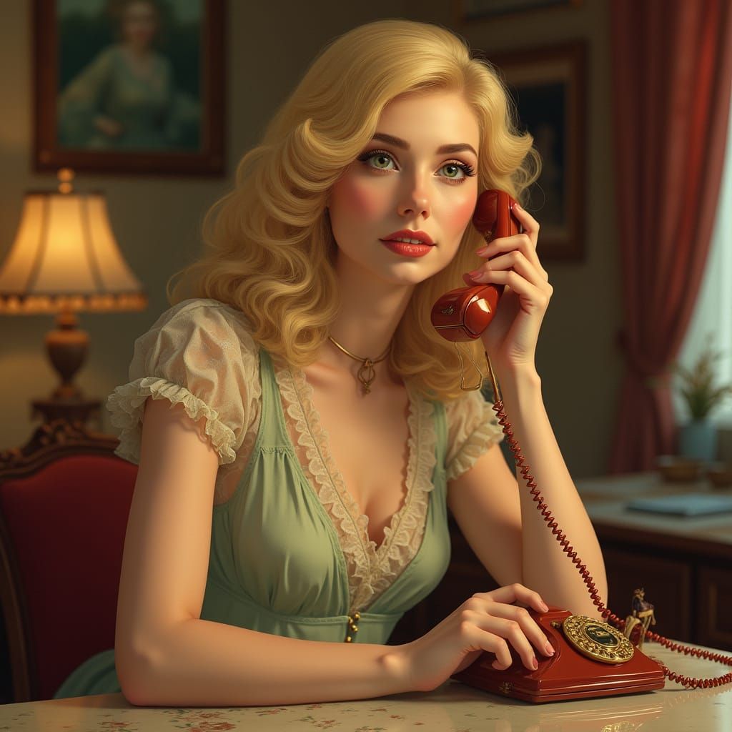 A Blonde Woman on a Phone in a Modern Setting