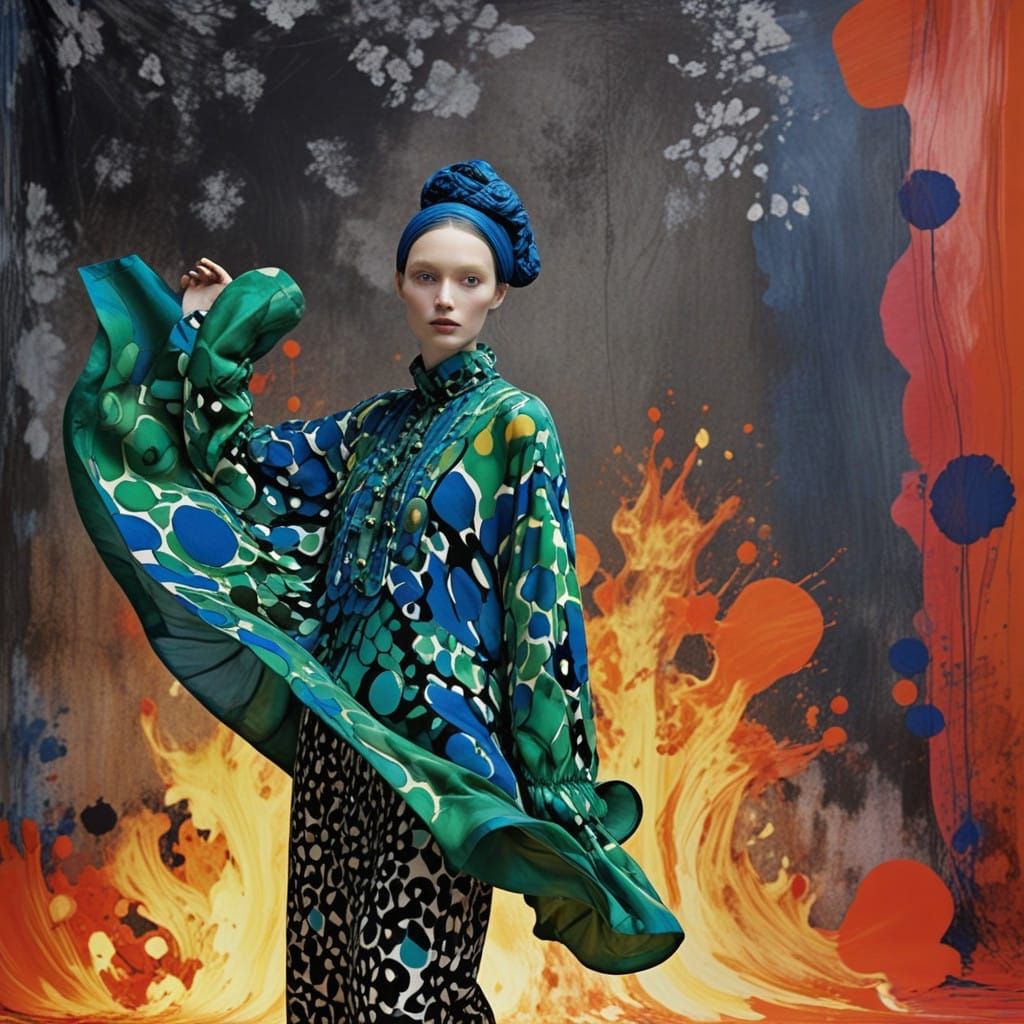 Vibrant Fashion Portrait in Whimsical Style