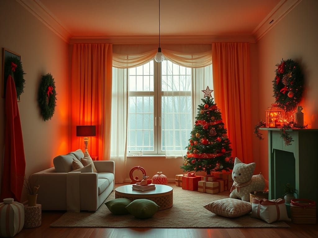 Winter Wonderland Christmas Interior in Soft Hues