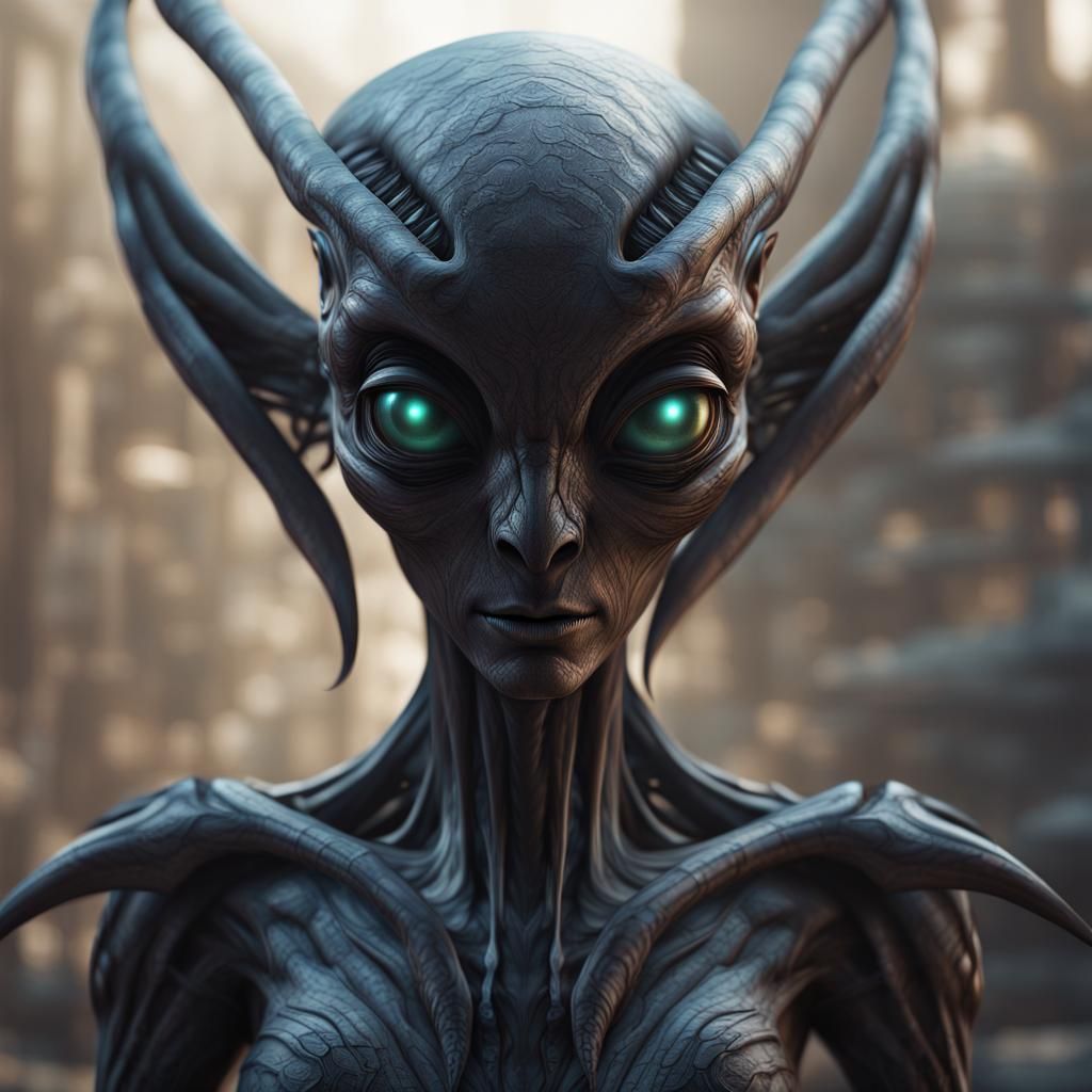 Pale Alien Humanoid Concept Art in 8K