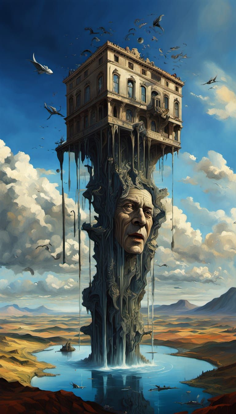 Surreal Weeping Woman Dominates Ruined Cityscape in Hyperrea...
