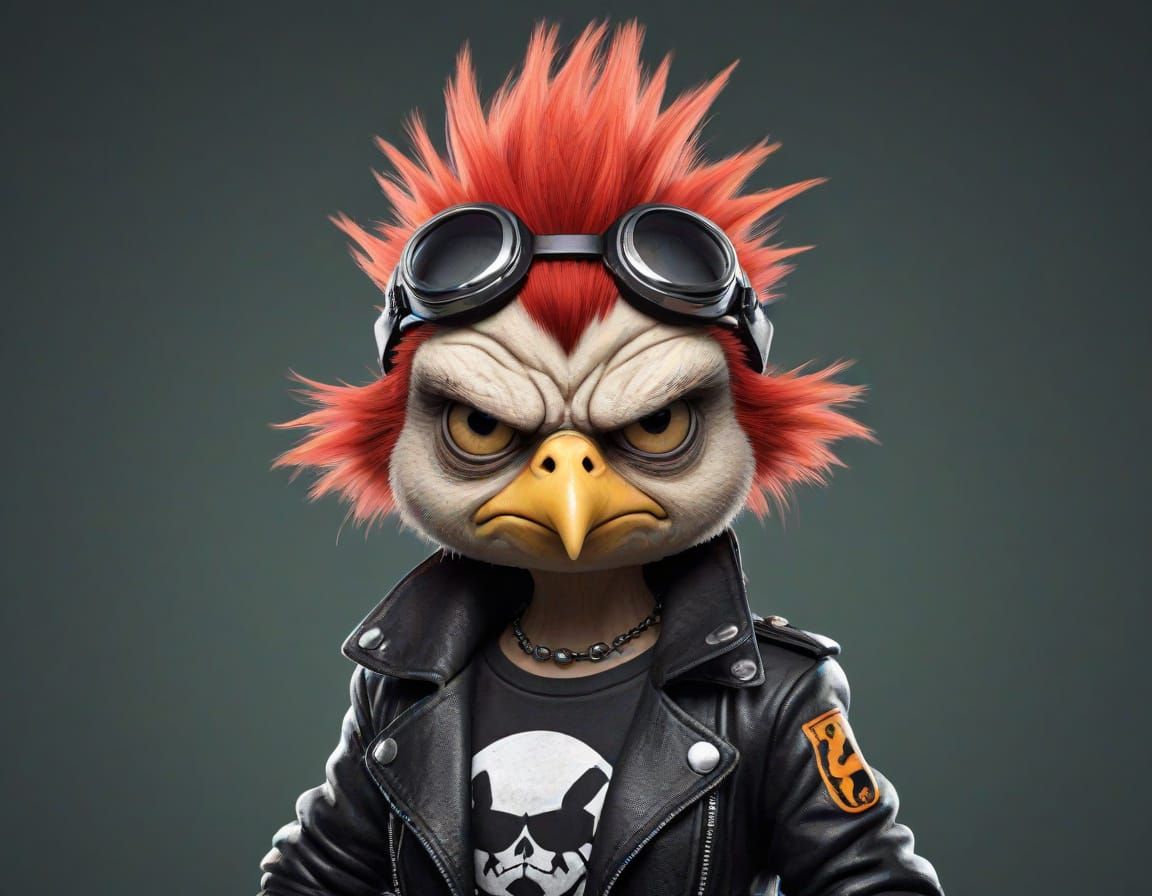 Grumpy Punk Chick Character