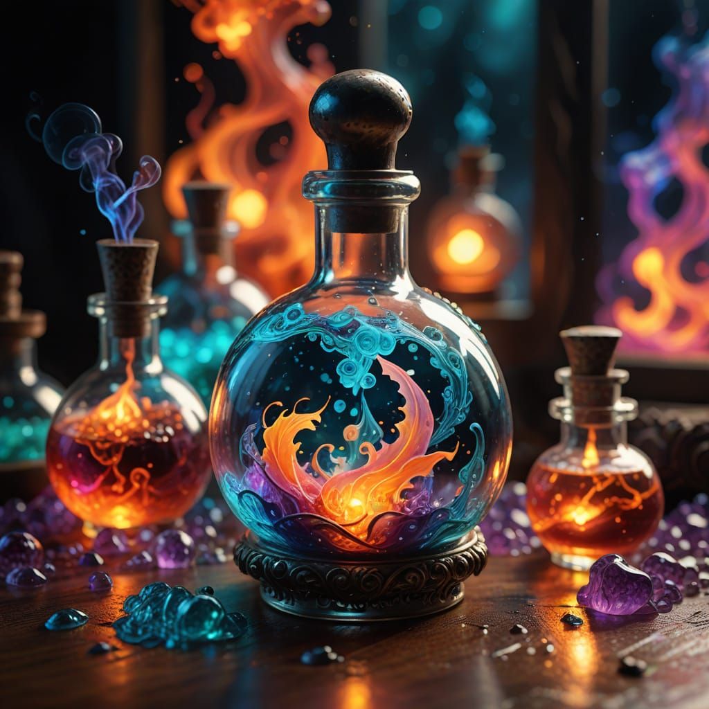 Mystical Potion in Bottle: Fantasy Concept Art