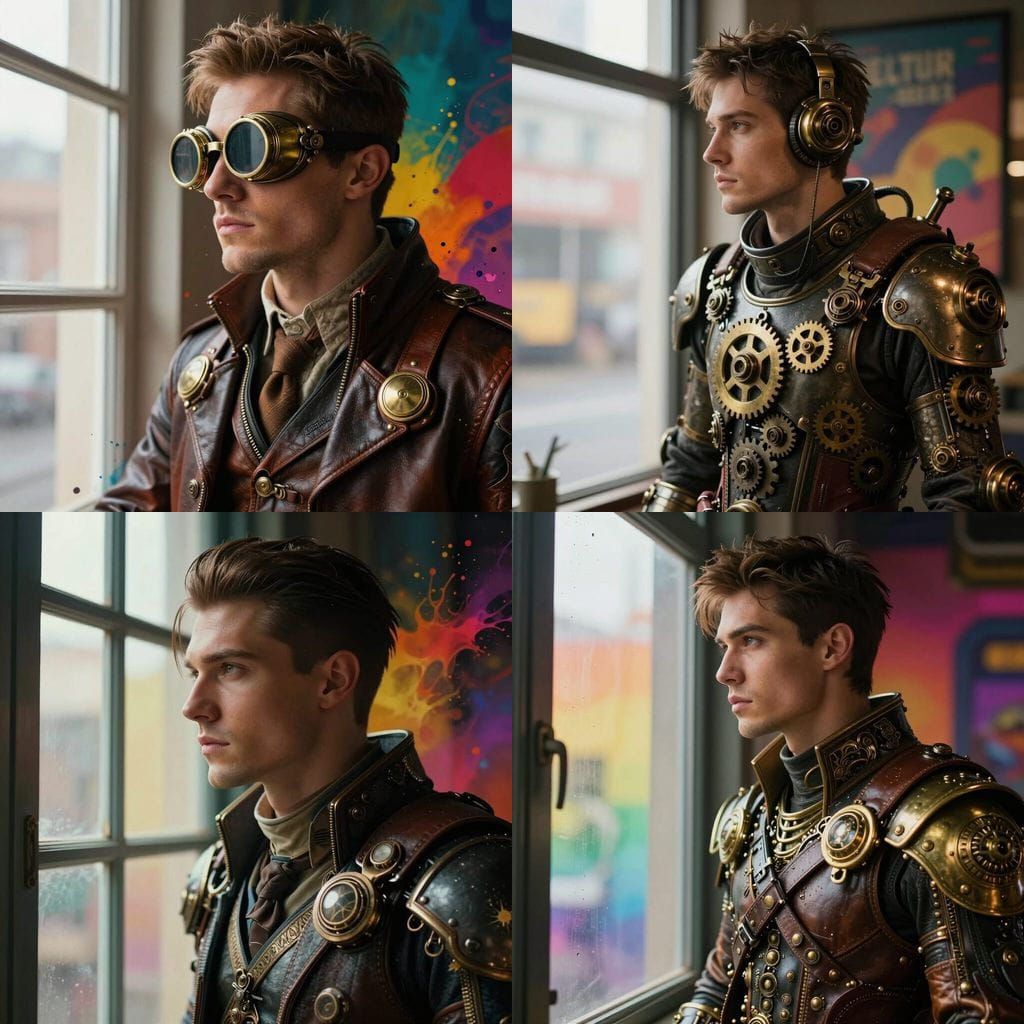 Steampunk Model in Soft Light, Futuristic Photography