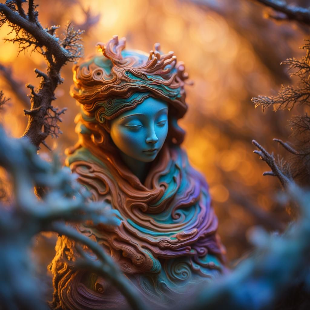 Izydi Clay Figurine in Psychedelic Fantasy Art
