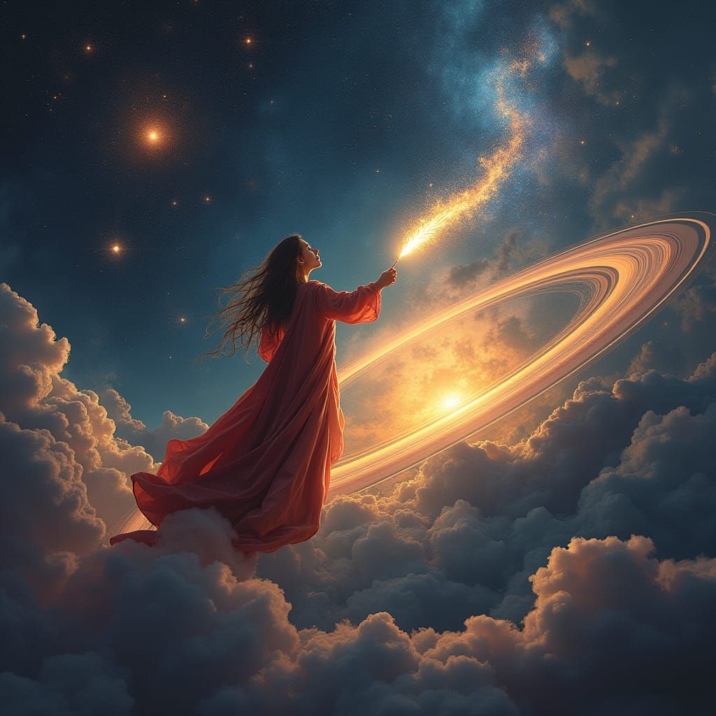 Celestial Calligrapher Writes Cosmic Poems on Saturn