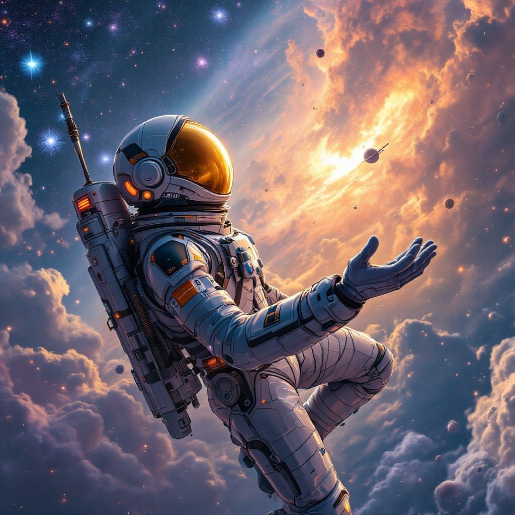 Astronaut Drifting in Space: a Sci-Fi Concept