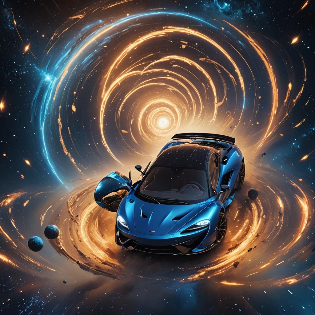 Blue McLaren Flies Through Space in Digital Art