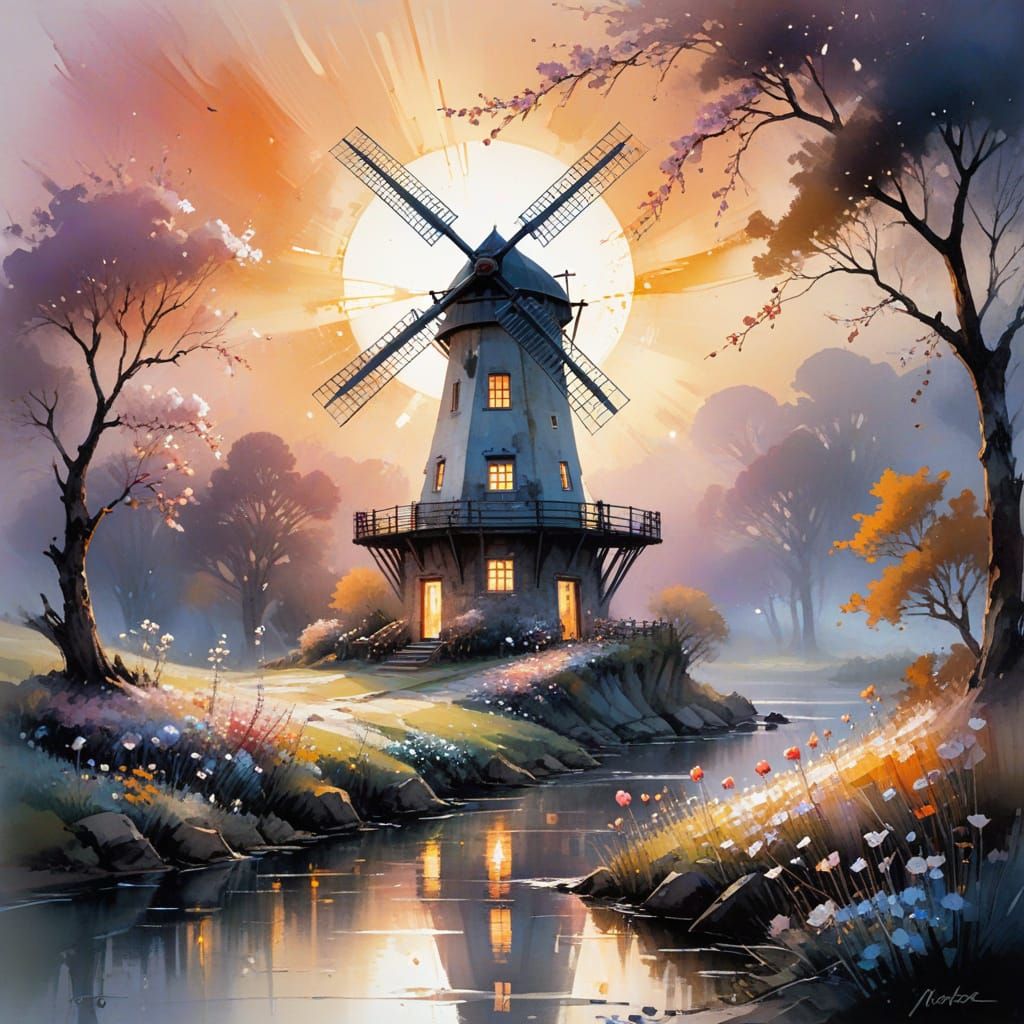 Whimsical Cottage Scene in Cinematic Watercolour Style