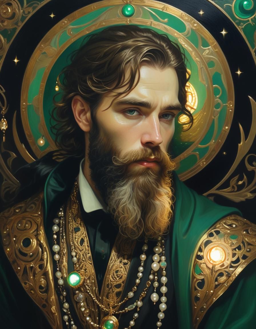 Spellcaster Portrait in Art Nouveau Style