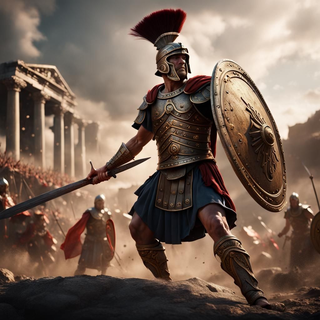 Ancient Roman Warrior in Battle 2