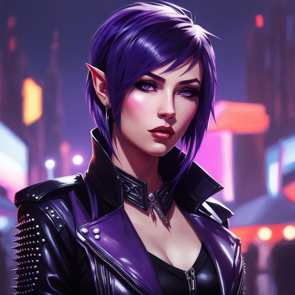 Goth-Punk Elven Musician Portrait