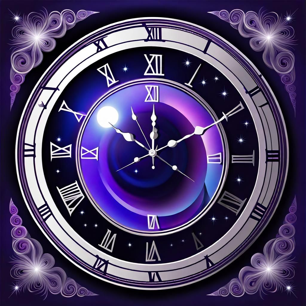 Clockwork Moon in Mystical Abstract Sky