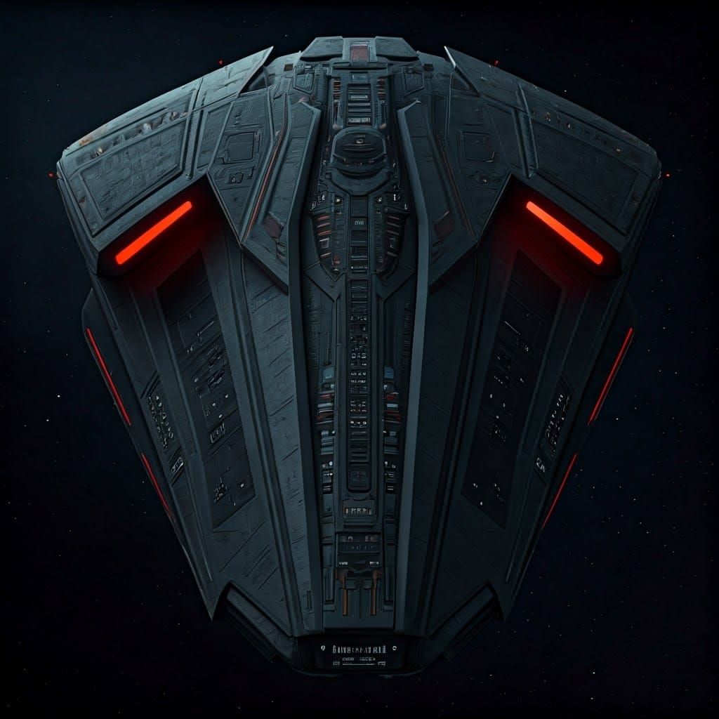 Futuristic Star Trek Spaceship with Red-Lit Engines in Dark ...