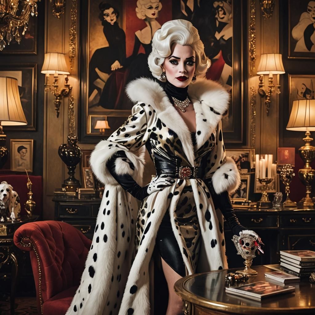 Disney-Inspired Villainess in Luxurious Art Deco Setting