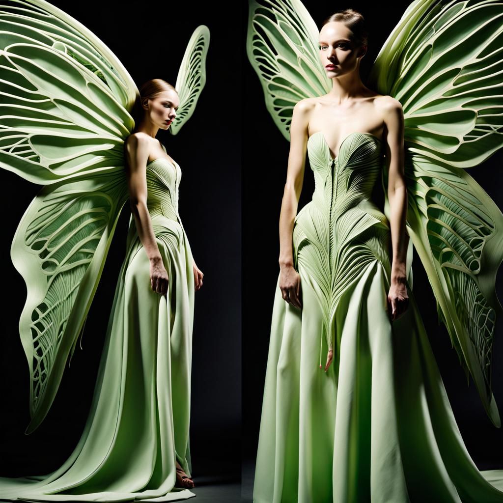 Luna Moth Dress in Avant-Garde Style