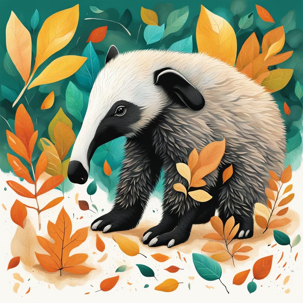 Baby Anteater's Abstract Hide-and-Seek in Woods