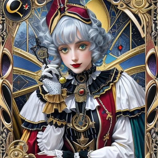 Pierrot Portrait in Rider-Waite Tarot Style