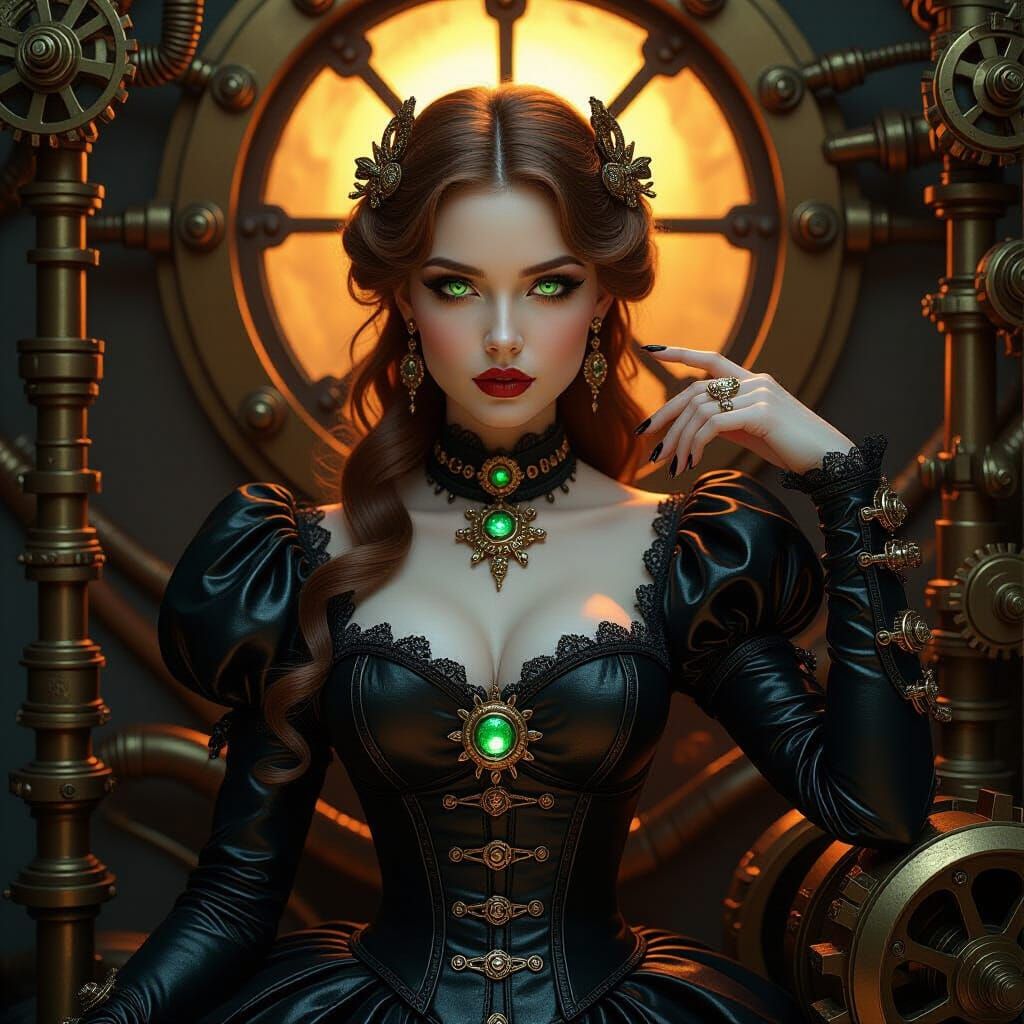 Steampunk Medusa with Golden Eyes
