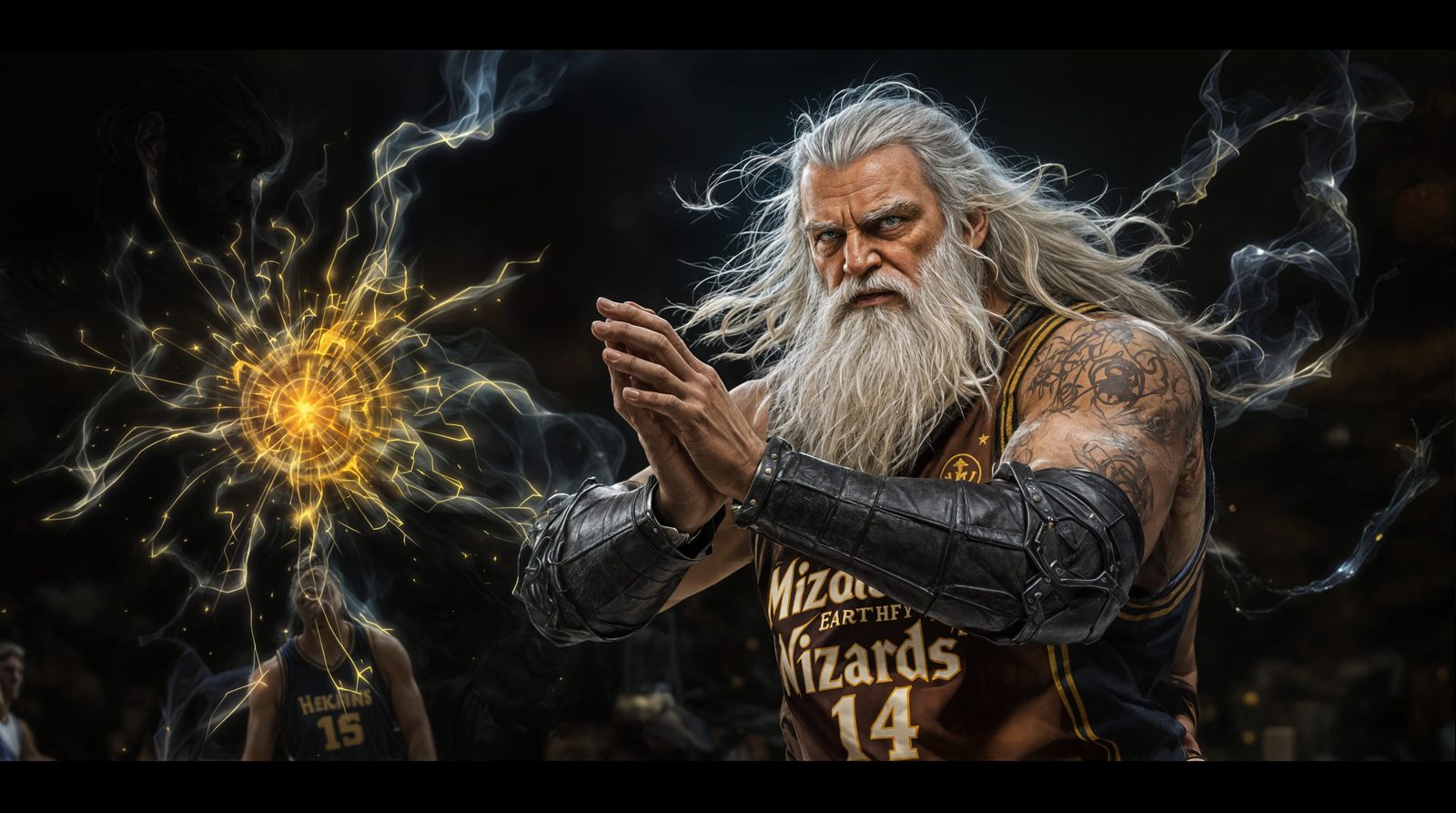 Gandalf Defends the Hoop in Cyberpunk Style
