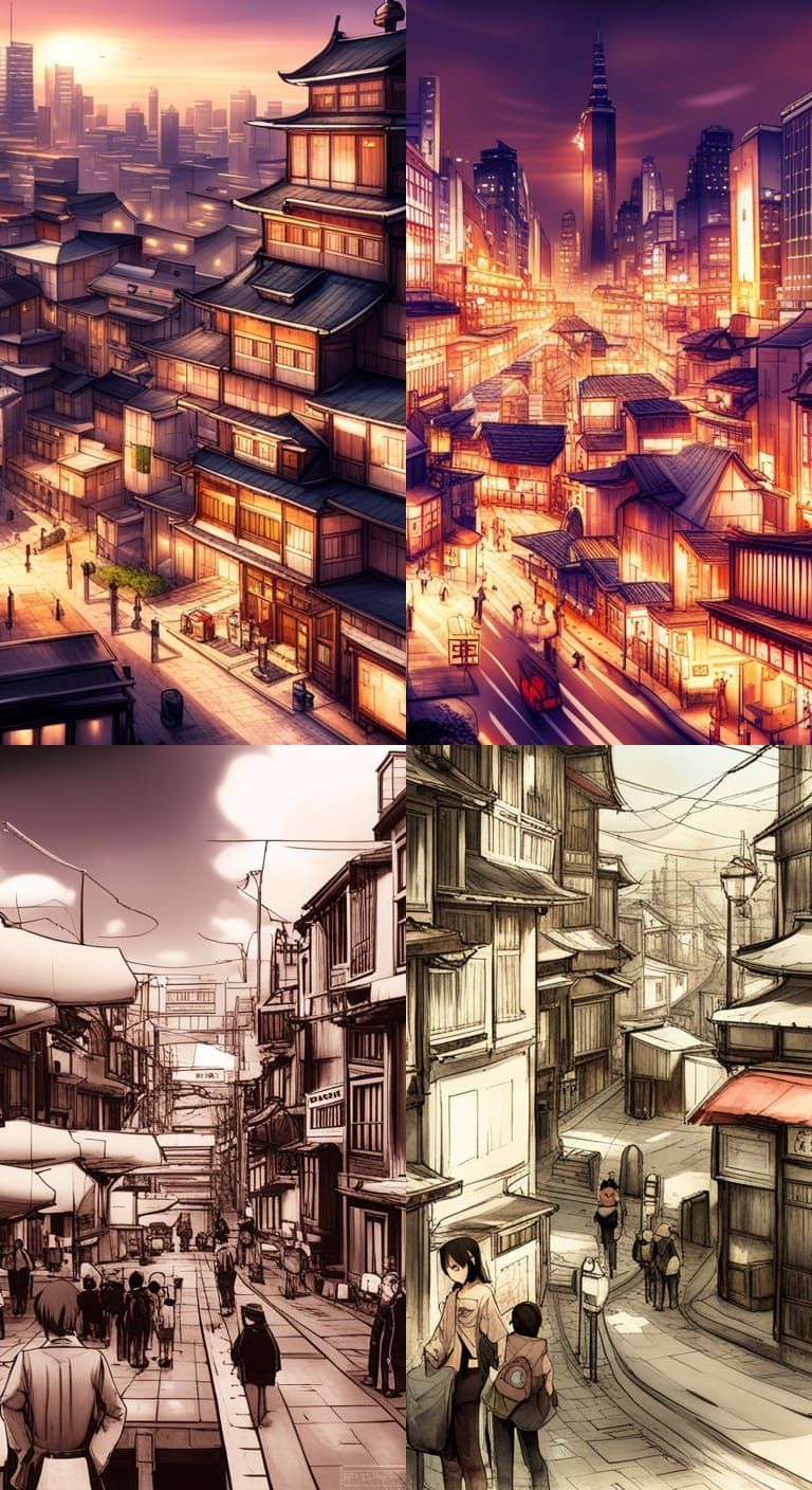 Anime Style Japanese Cityscape