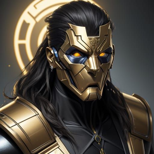 Golden Cyborg Walker Portrait: Hyperrealistic Concept Art