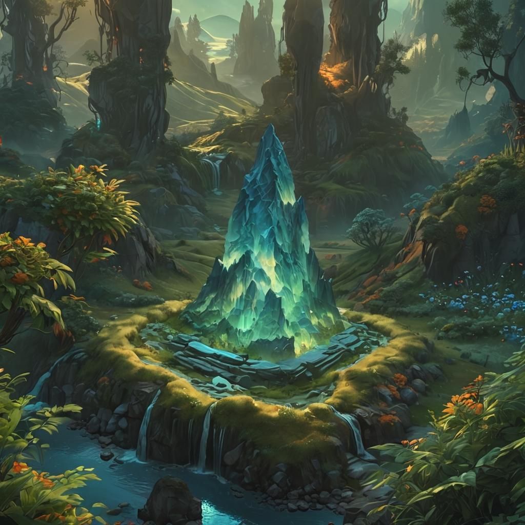 Majestic Sunset Landscape in Digital Painting Style