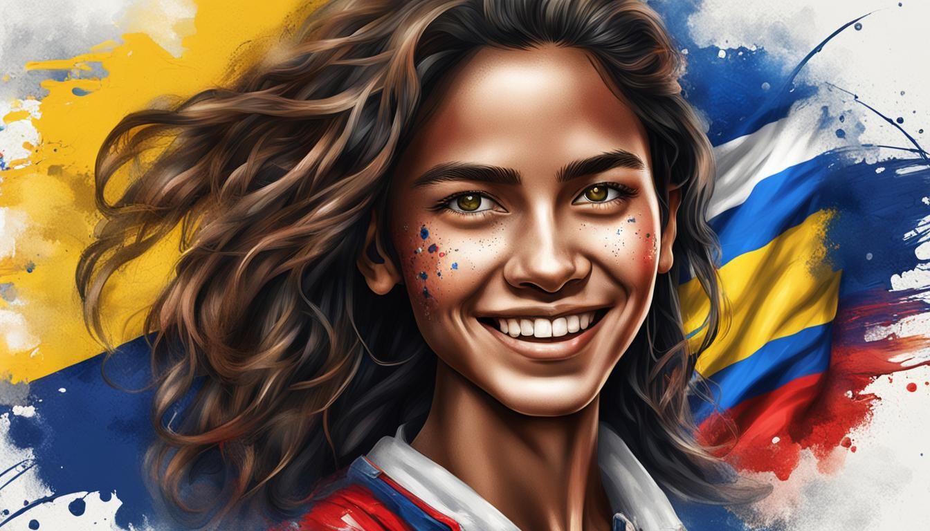 Colombian Woman Portrait in Graffiti Art Style