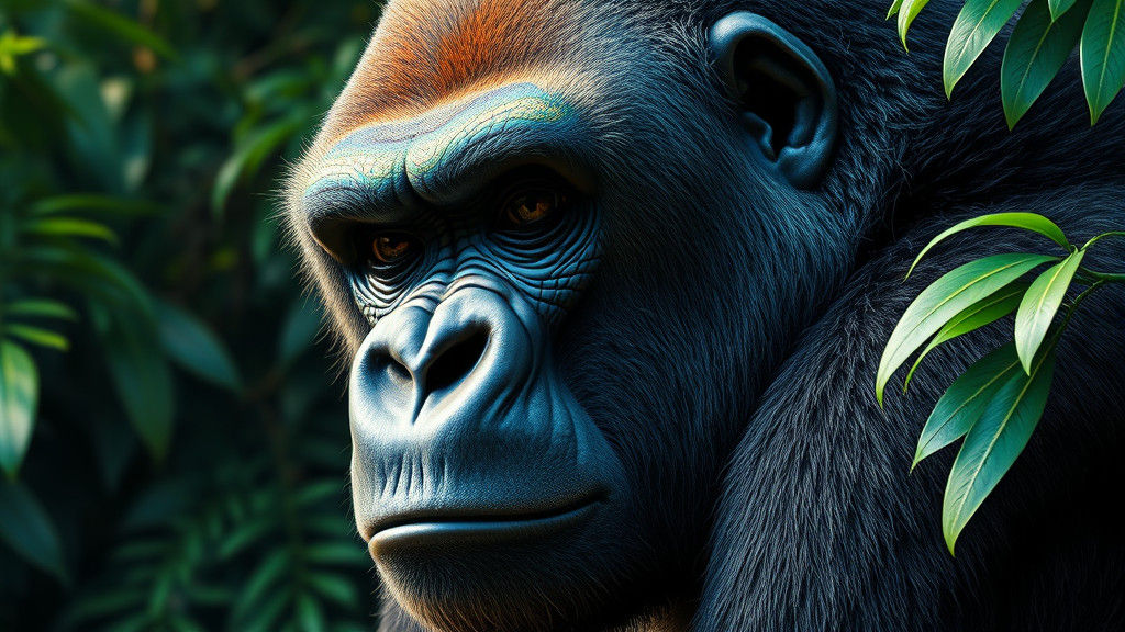 Psychedelic Mosaic Gorilla in Lush Jungle