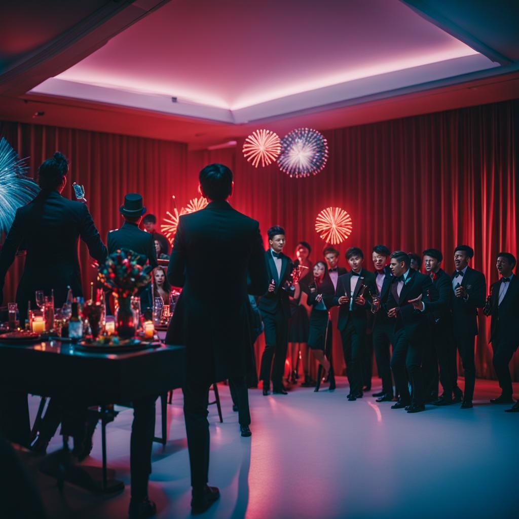 Dramatic 2026 New Year's Party Film Still