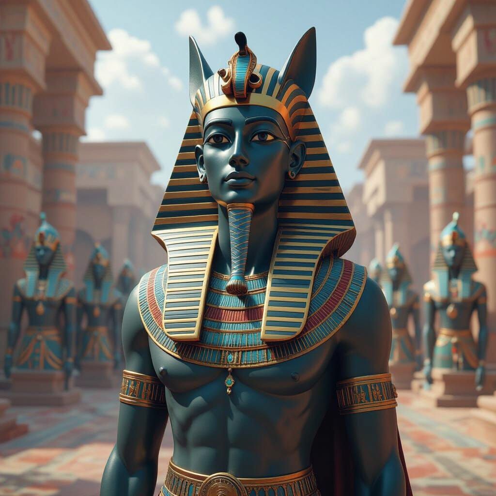 Pharaonic Statues with Arabic Ornamentation, Fantasy Art