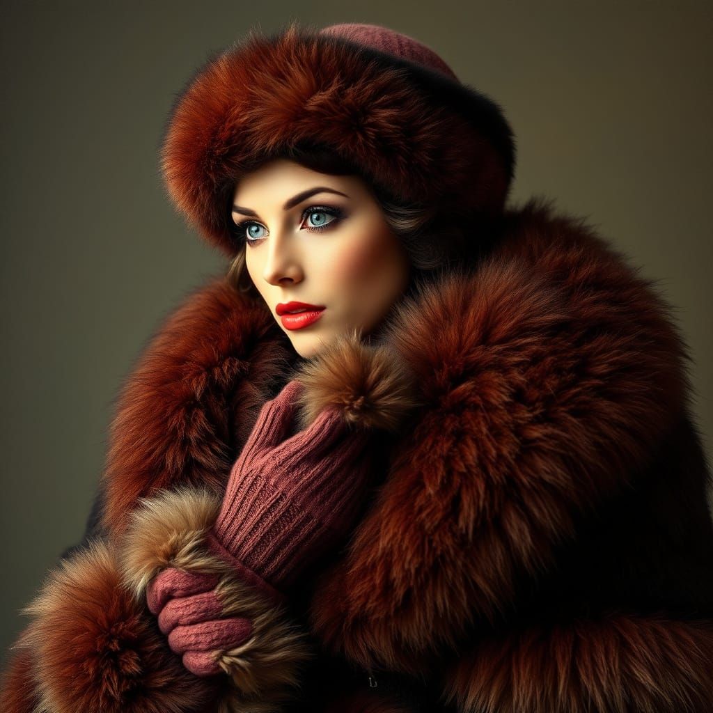 Luxurious Woman in Opulent Fur Attire