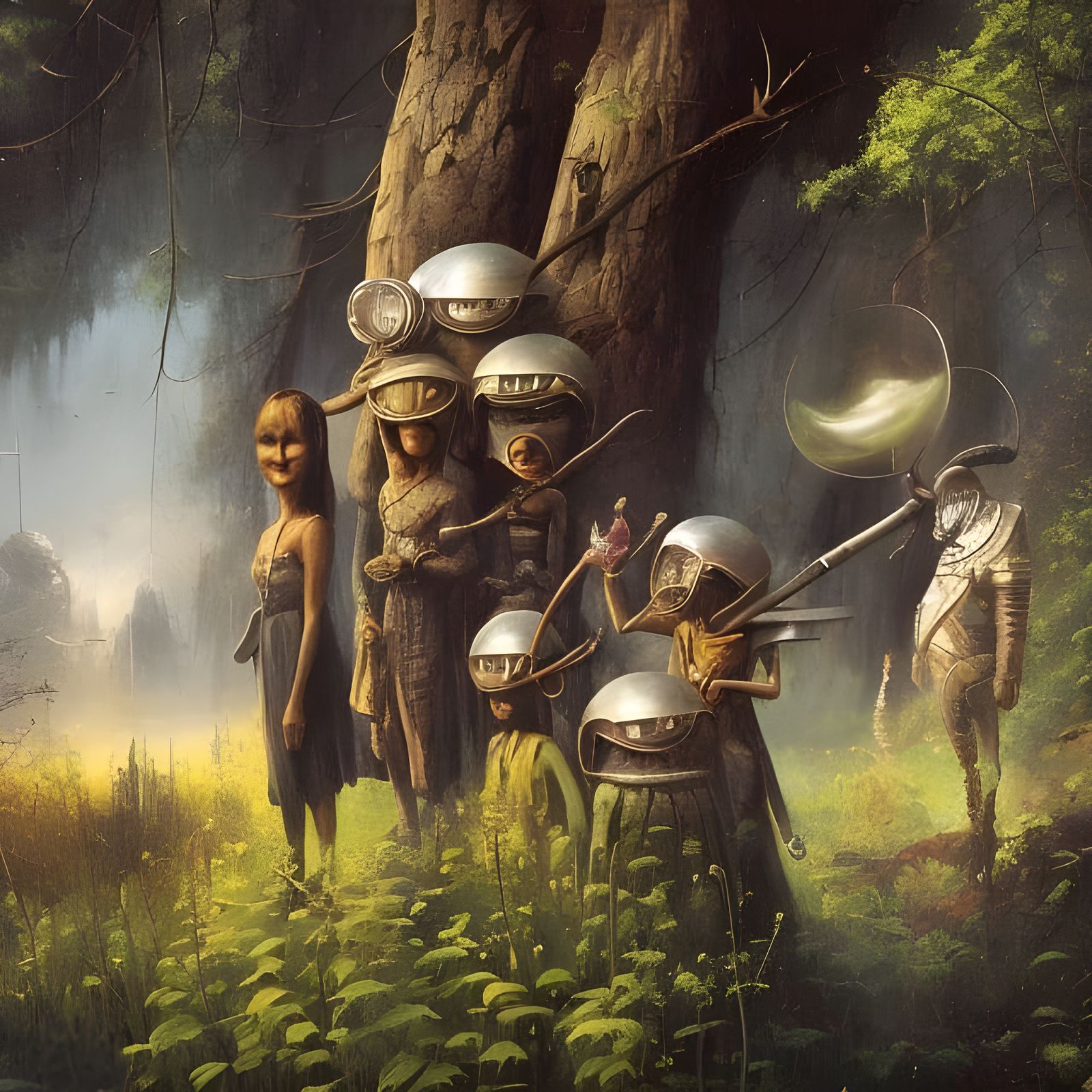 Alien Cartoon Band Rocks in Surreal Digital Art