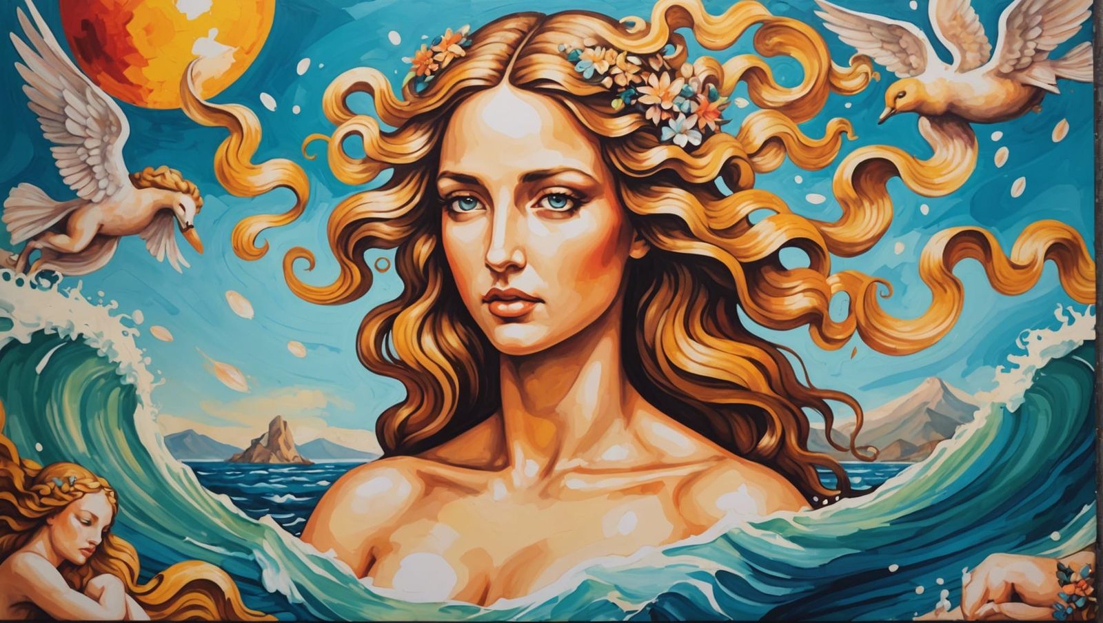 Modern "Birth of Venus" in Graffiti Art Style