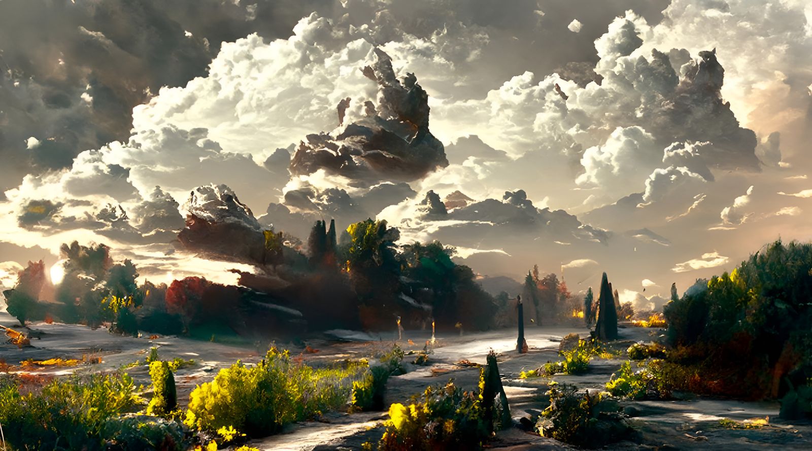 Creepy Cosmic Landscape Painting in Hyperrealism Style