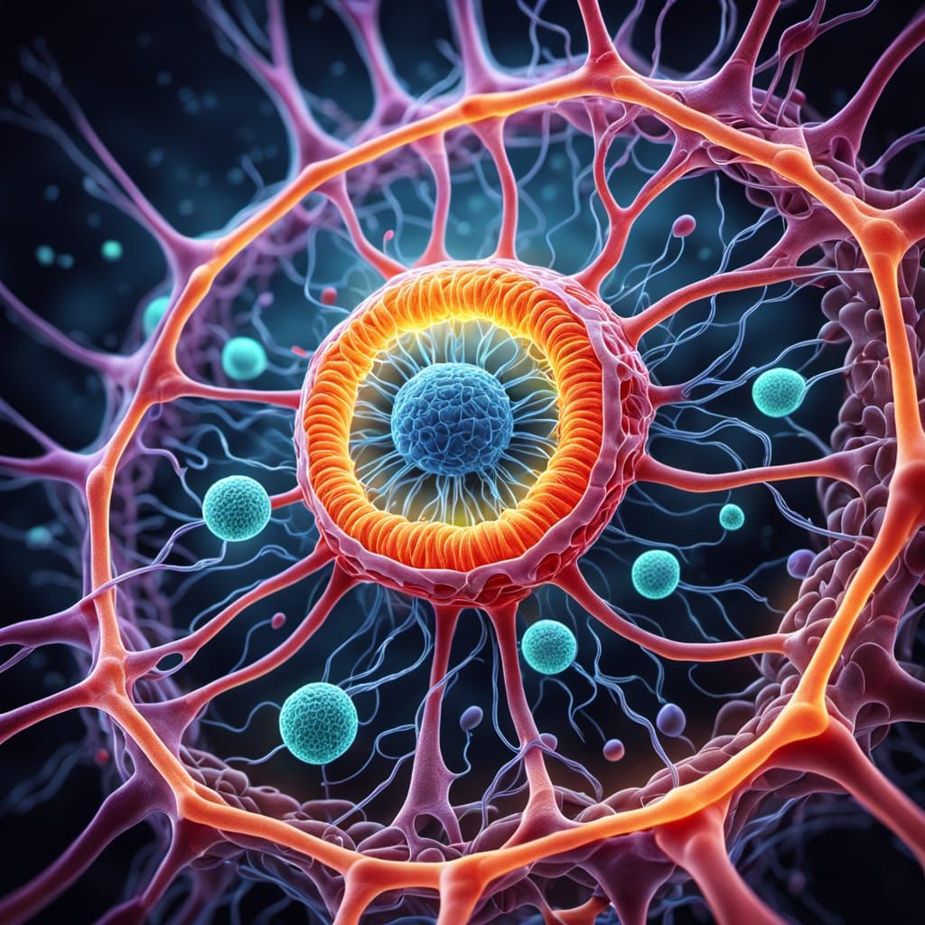 Vibrant Endoplasmic Reticulum Illustration in Triadic Colors