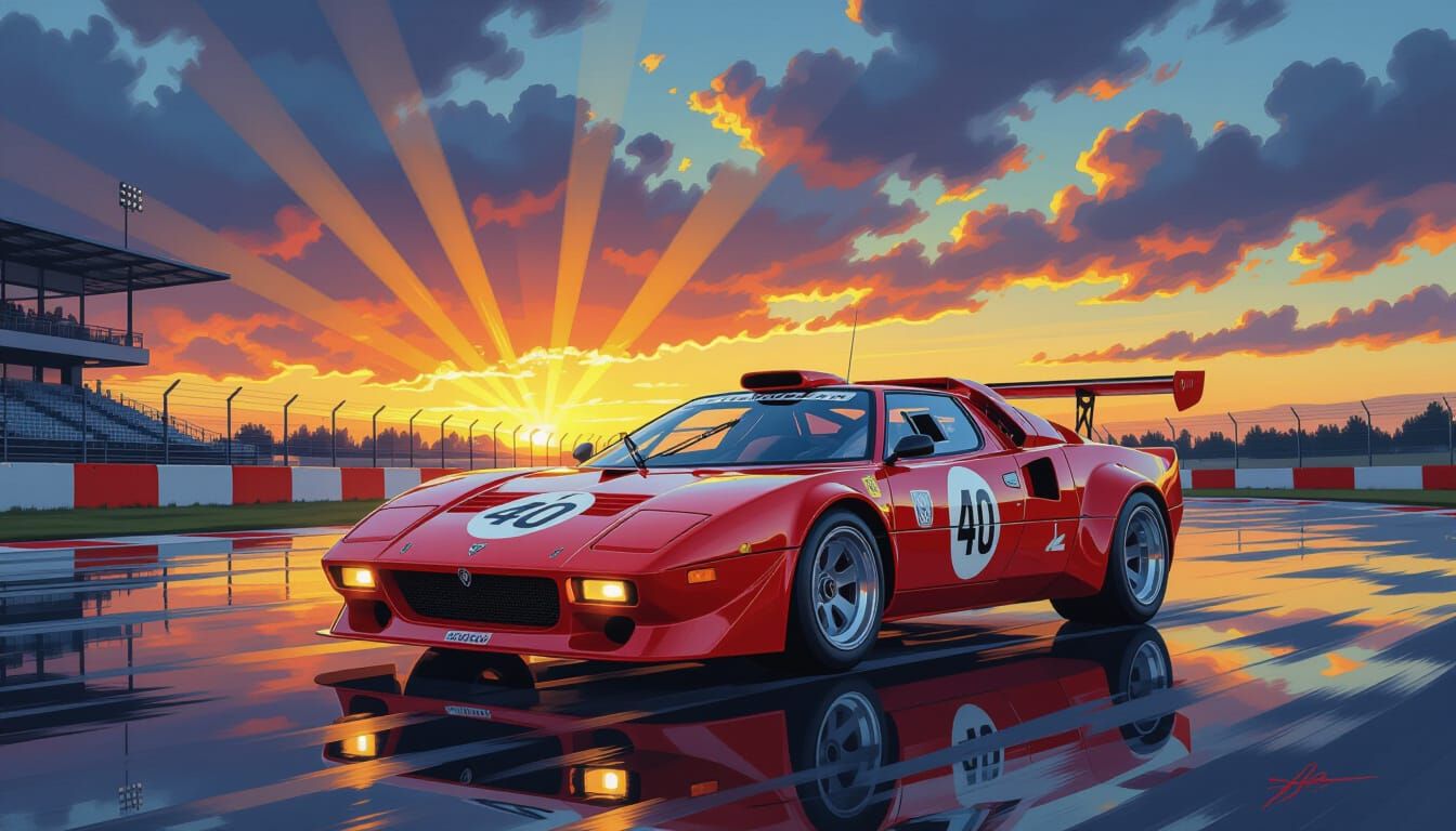 1975 Lancia Stratos Turbo Race Car at Nürburgring Sunrise