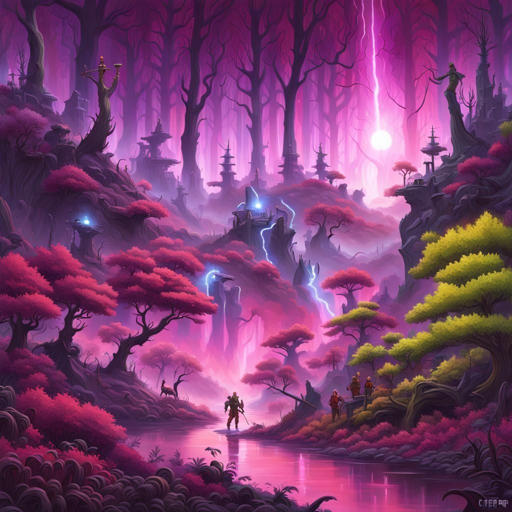 Ethereal Cavalry Charge Through Mystical Forest