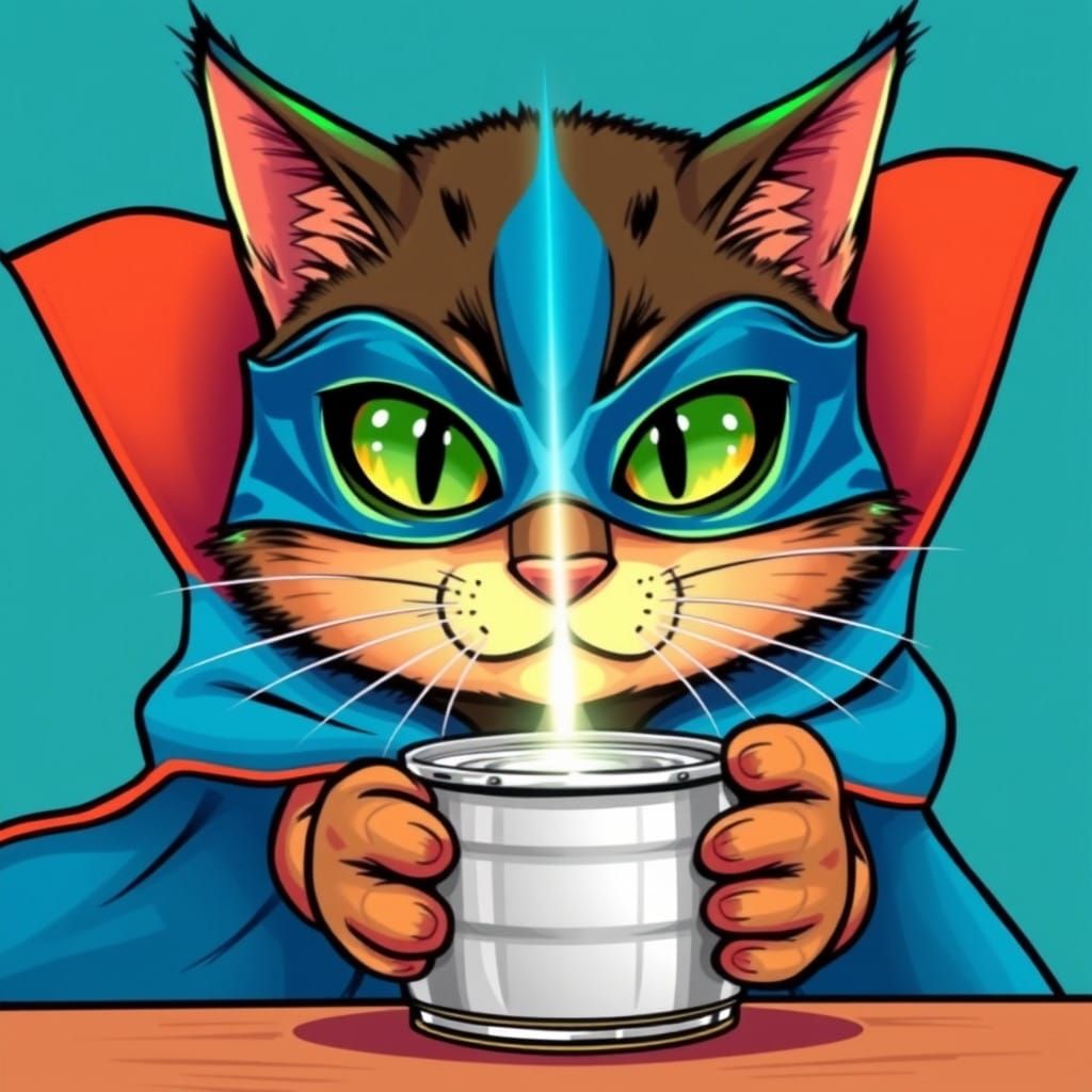 Supercat Unleashes Laser Vision to Open Can of Cat Food in D...